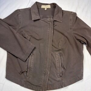 Torrid Washed Jersey Moto Jacket Zip Up, Pockets, Brown Women Women's Size 1X